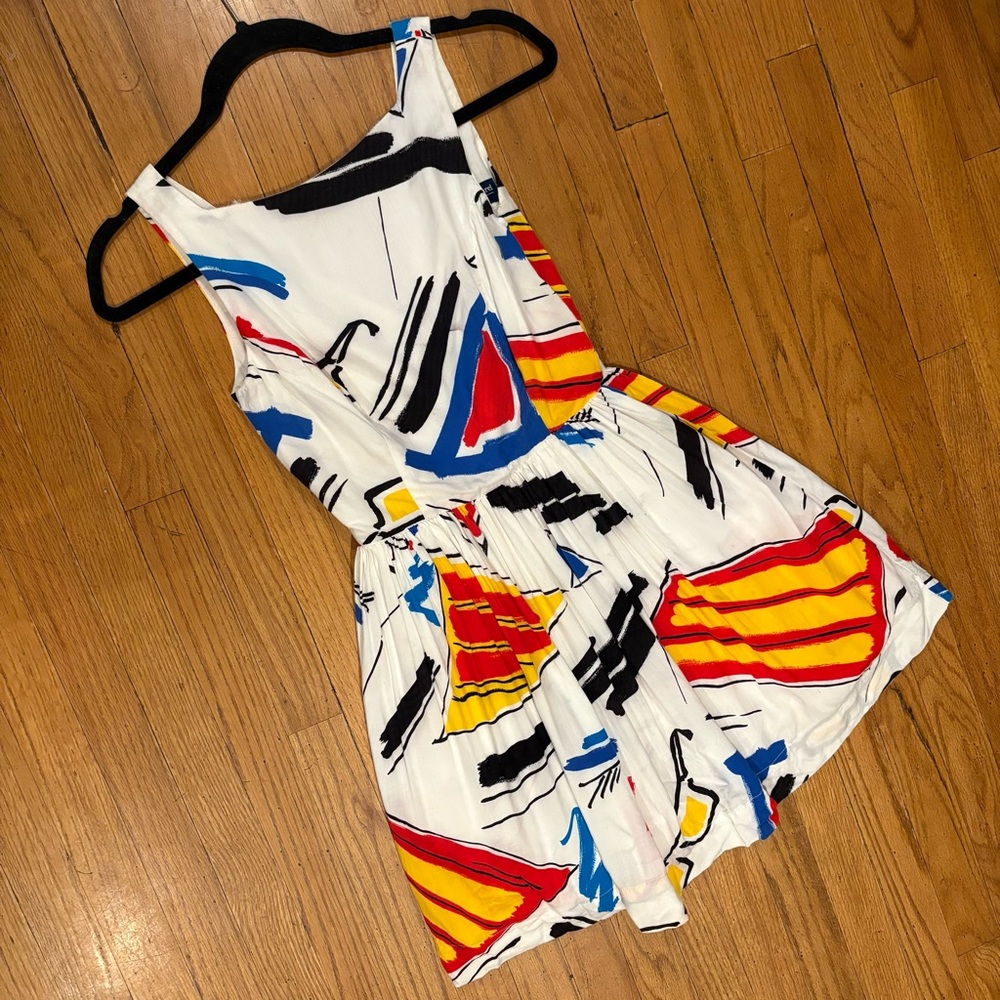American Apparel Printed Rayon Sun Dress Button Back Abstract Little Mix Y2K - Picture 8 of 13
